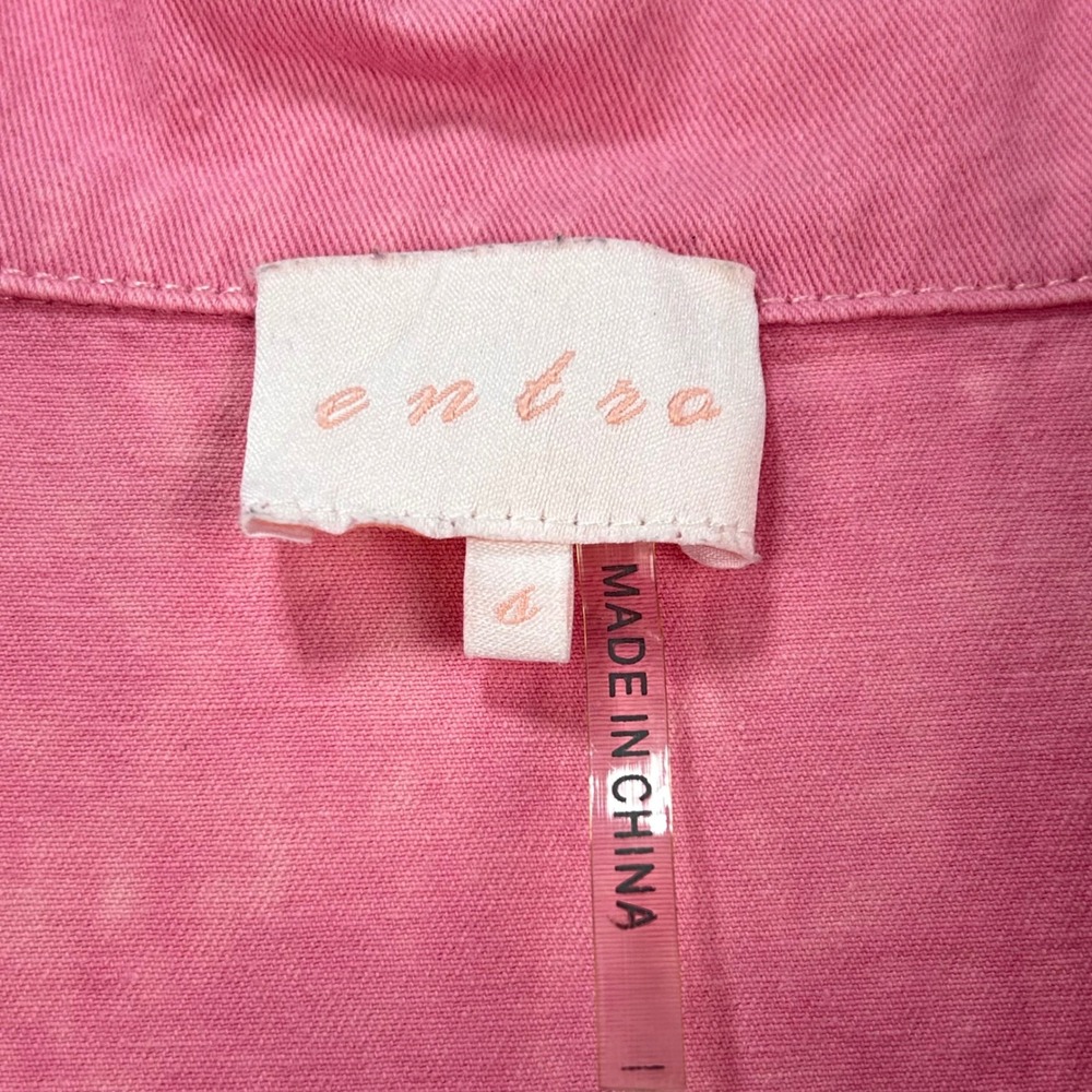 Entro Pink Utility Jumpsuit Short Sleeve Denim Acid Wash Boiler Suit Small - Picture 4 of 10